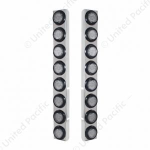 SS Rear Air Cleaner Bracket With 16X 9 LED 2" Lights For Peterbilt-Red LED/Clear Lens