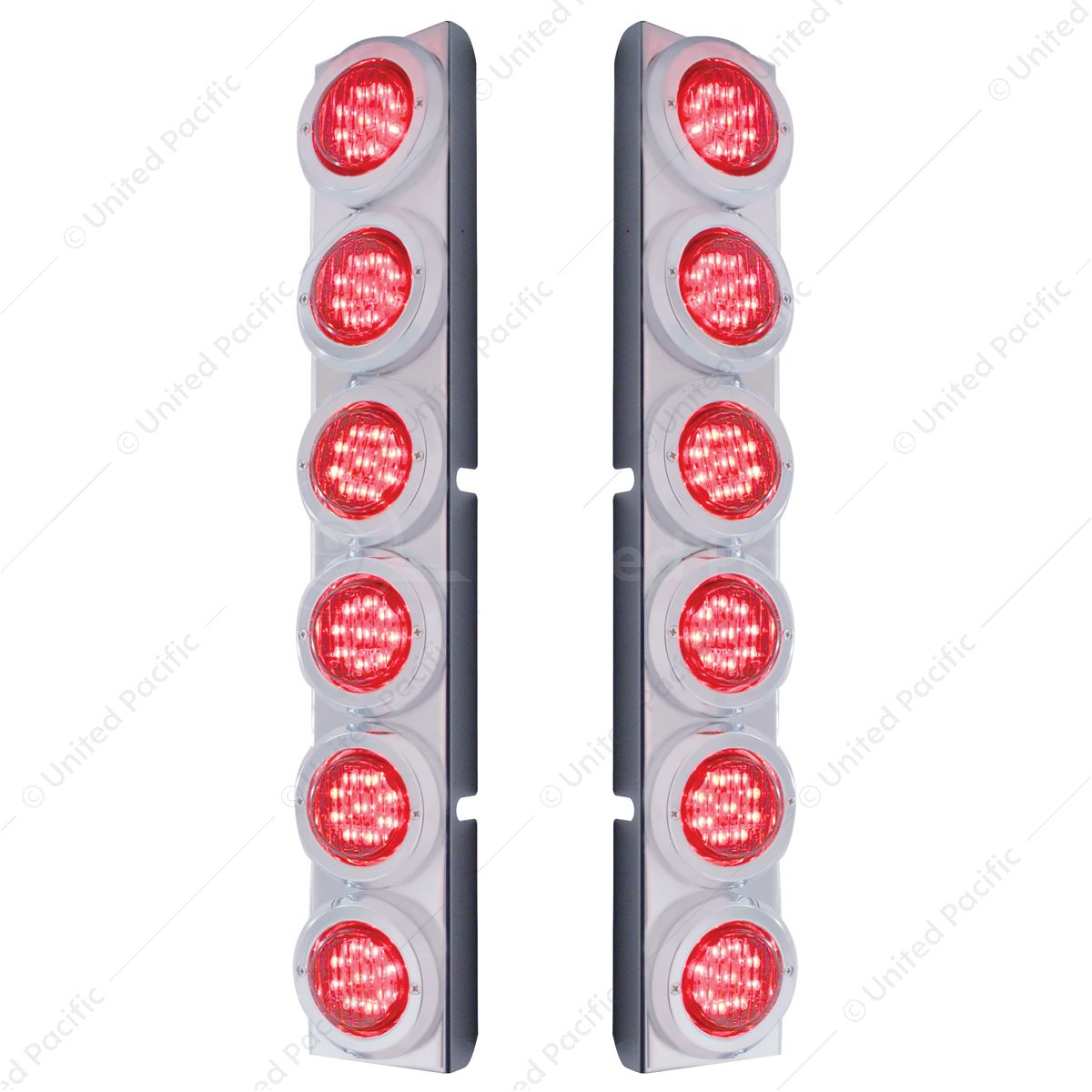 Rear Air Cleaner Bracket With 12 Flat LED Lights & Bezel For Peterbilt- Red LED/Red Lens