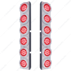 Rear Air Cleaner Bracket With 12 Flat LED Lights & Bezel For Peterbilt- Red LED/Red Lens
