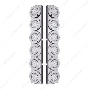 Stainless Rear Air Cleaner Bracket With Twelve 9 LED 2" Reflector Lights For Peterbilt
