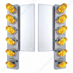 Stainless Front Air Cleaner Bracket With 12X 11 LED Watermelon Lights For Freightliner