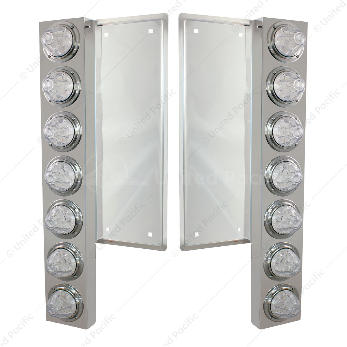 FL SS Front Air Cleaner Bracket With 12X 11 LED Watermelon Lights & Bezels -Amber LED/Clear Lens