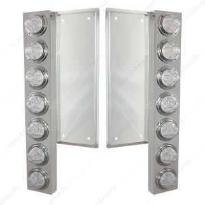 FL SS Front Air Cleaner Bracket With 12X 11 LED Watermelon Lights & Bezels -Amber LED/Clear Lens