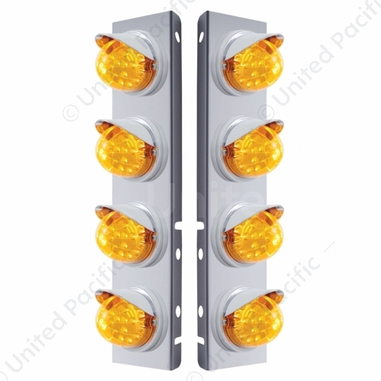 SS Front Air Cleaner Bracket With 8X 17 Amber LED Dual Function Reflector Lights & Visors For Peterb