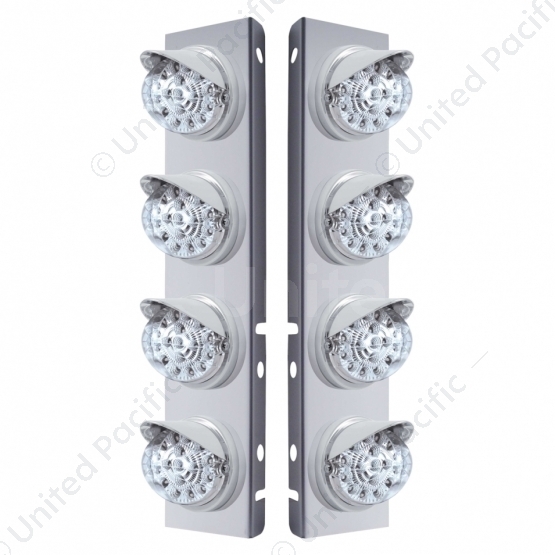 SS Front Air Cleaner Bracket With 8X 17 Amber LED Dual Function Reflector Lights & Visors For Peterb