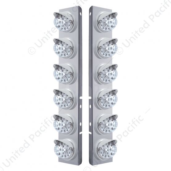 SS Front Air Cleaner Bracket With 12X 17 Amber LED Dual Function Reflector Lights & Visors For Peter