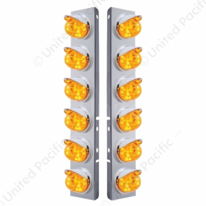 Stainless Front Air Cleaner Bracket With 12X 17 LED Dual Function Watermelon Lights For Peterbilt