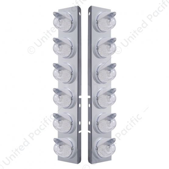 SS Front Air Cleaner Brkt With 12X 17 Amber LED Dual Function Watermelon Lights & Visors For Peterbi