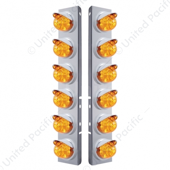 SS Front Air Cleaner Bracket With 12X 17 LED Reflector Watermelon Lights & Visors For Peterbilt-Ambe