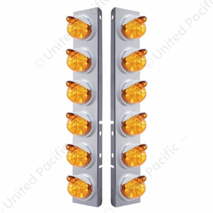 Stainless Front Air Cleaner Bracket With 12X 17 LED Reflector Watermelon Lights For Peterbilt