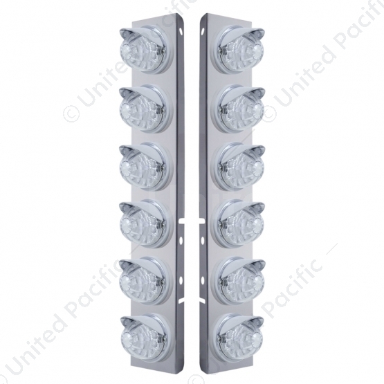 SS Front Air Cleaner Bracket With 12X 17 LED Reflector Watermelon Lights & Visors For Peterbilt-Ambe