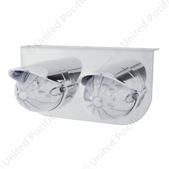 SS Light Bracket With 2X 19 LED Bullet Style Grakon 1000 Lights & Visors -Amber LED/Clear Lens