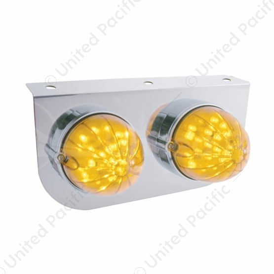 Stainless Light Bracket With 2X 19 LED Bullet Style Grakon 1000 Lights - Amber LED/Amber Lens