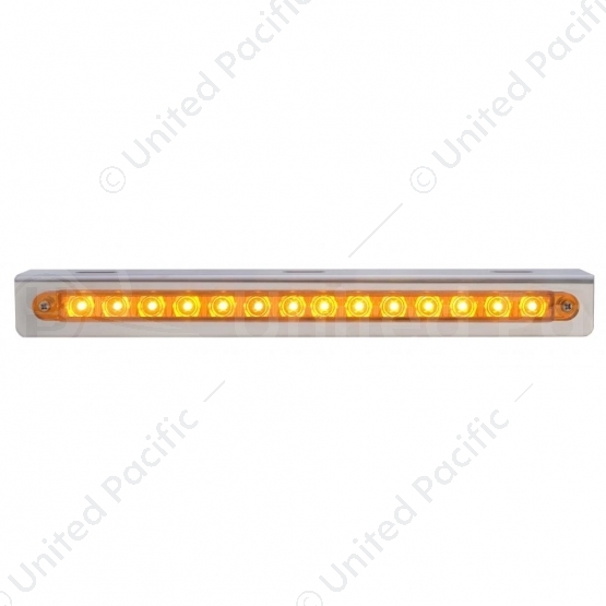 Stainless Light Bracket With 14 LED 12" Sequential Light Bar (Left to Right) - Amber LED/Amber Lens