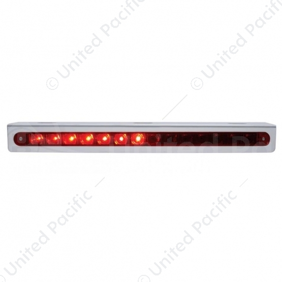 Stainless Light Bracket With 14 LED 12" Sequential Light Bar (Left to Right) - Red LED/Red Lens