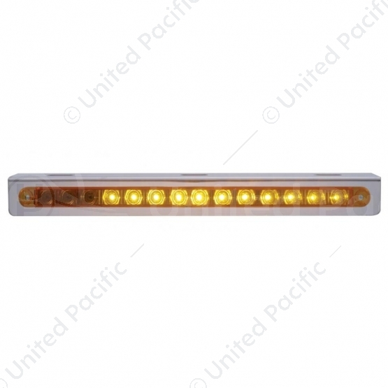 Stainless Light Bracket With 14 LED 12" Sequential Light Bar (Right to Left) - Amber LED/Amber Lens