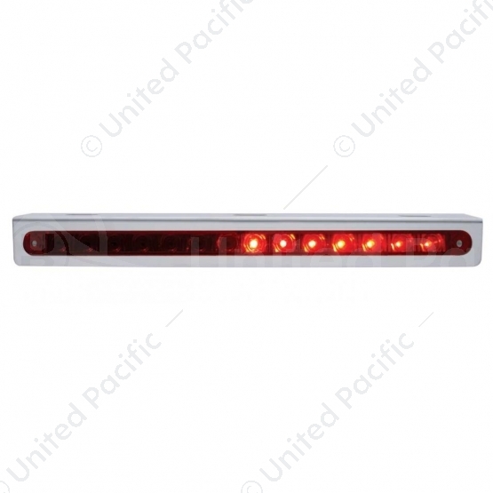 Stainless Light Bracket With 14 LED 12" Sequential Light Bar (Right to Left) - Red LED/Red Lens