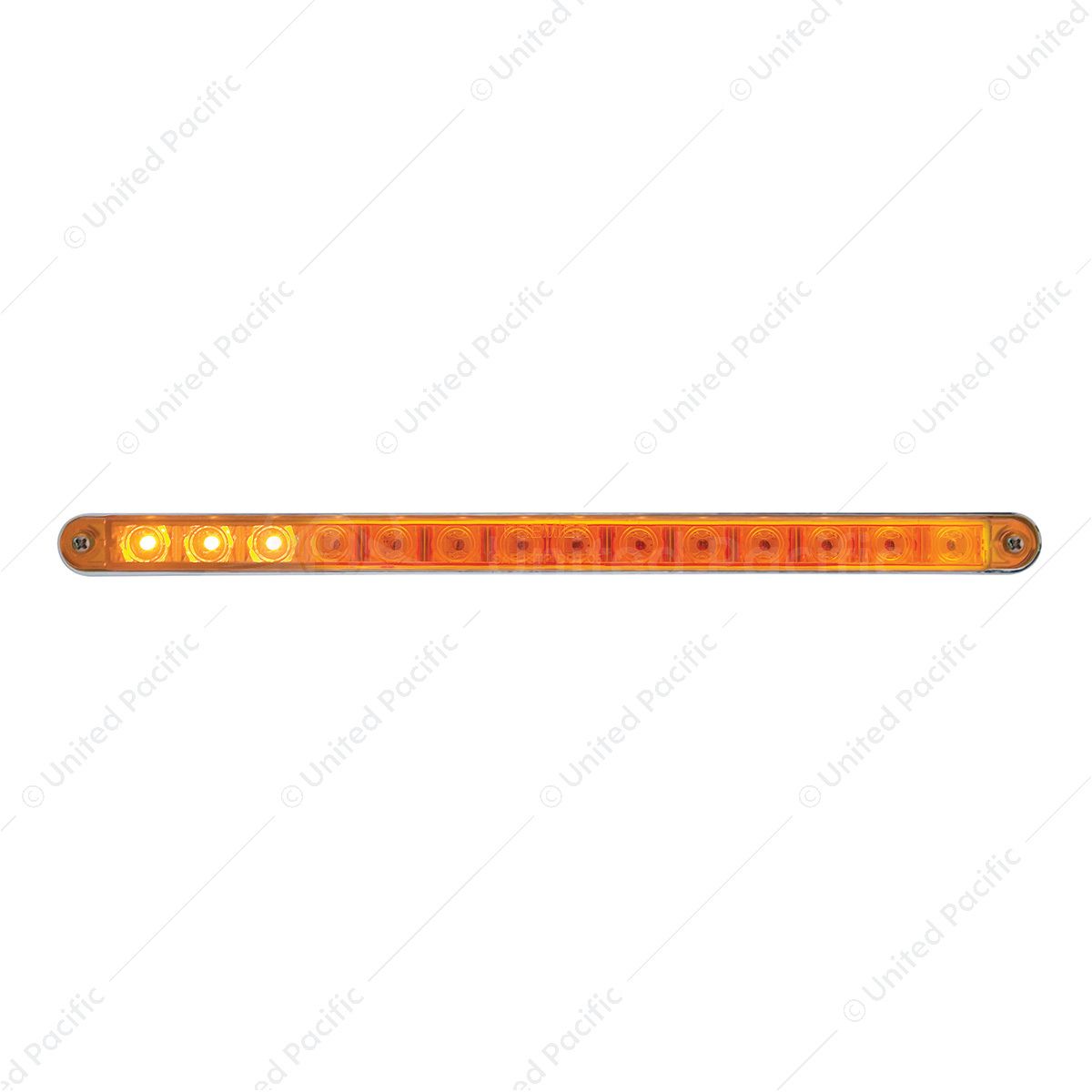 14 LED 12" Sequential Light Bar With Bezel - Amber LED/Amber Lens