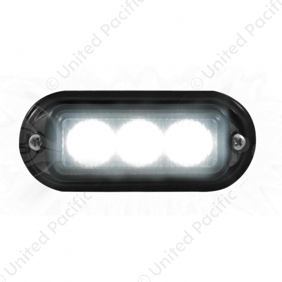 3 LED Warning Light With Black Bezel - White LED (Bulk)