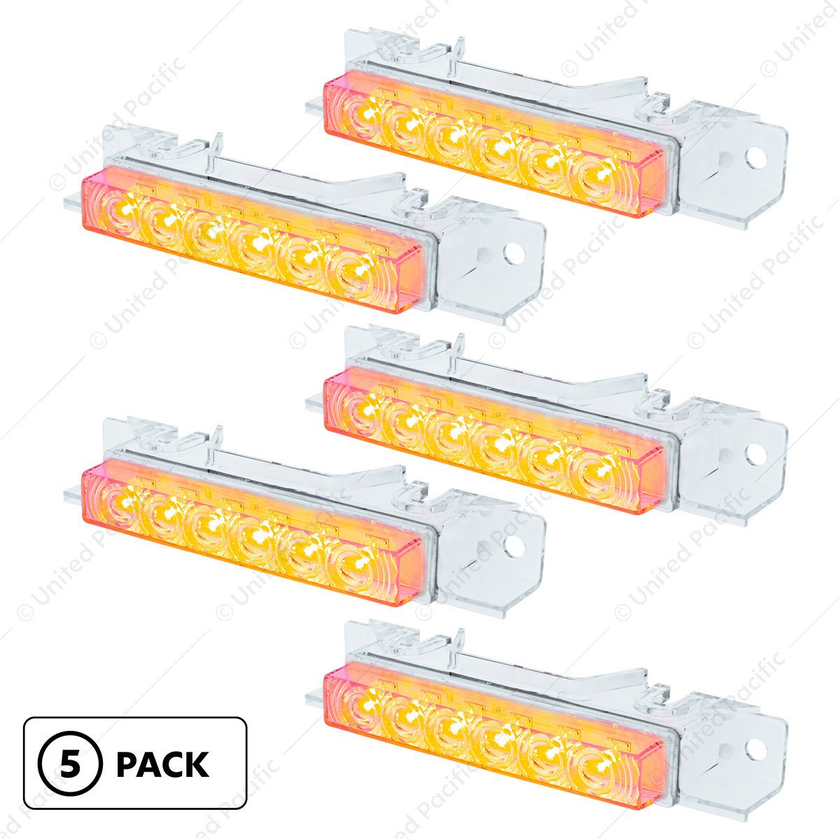 6 LED Competition Series Exterior Visor Light For 1996-2024 Volvo VNL-Amber LED/Clear Lens(5 Pcs)