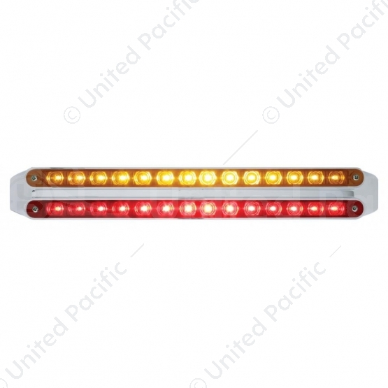 Dual 14 LED 12" Light Bars - Amber & Red LED/Amber & Red Lens