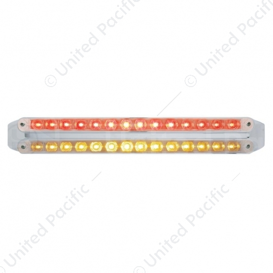Dual 14 LED 12" Light Bars - Amber & Red LED/Clear Lens