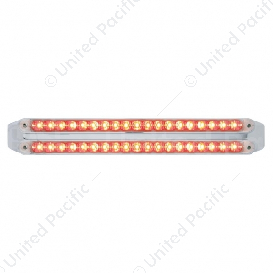 Dual 19 LED 12" Reflector Light Bars (Stop, Turn & Tail) - Red LED/Clear Lens