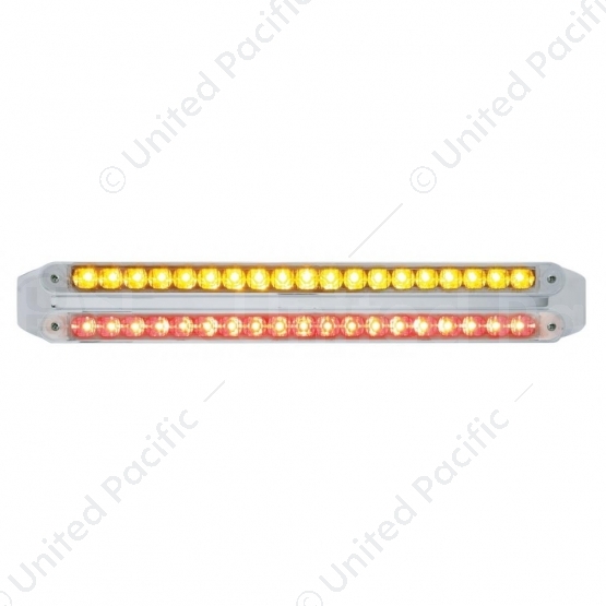 Dual 19 LED 12" Reflector Light Bars - Amber & Red LED/Clear Lens