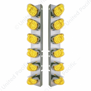 SS Front Air Cleaner Bracket With 12X 19 LED Reflector Lights & Visors For Peterbilt
