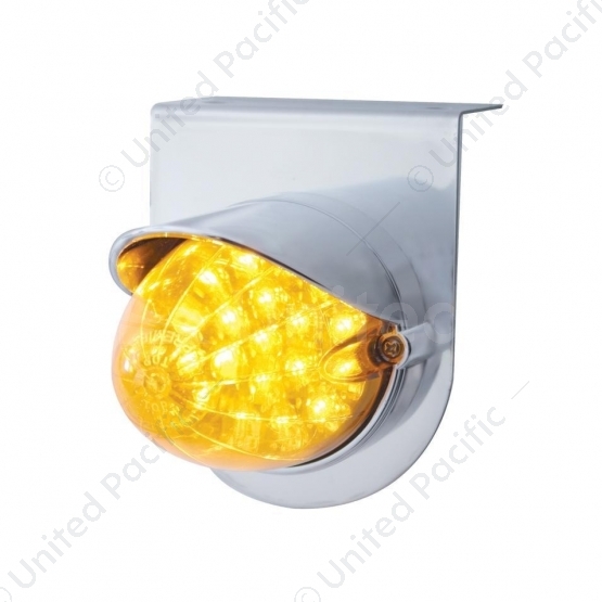 Stainless Light Bracket With 19 LED Reflector Light & Visor - Amber LED/Amber Lens