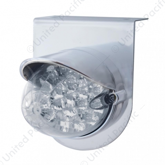 Stainless Light Bracket With 19 LED Reflector Light & Visor - Amber LED/Clear Lens