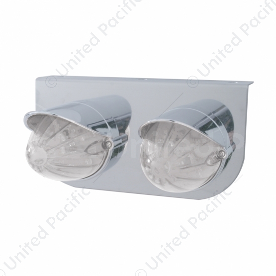 Stainless Light Bracket With 2X 19 LED Watermelon Lights & Visors - Amber LED/Clear Lens