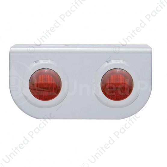 Stainless Light Bracket With 2X 3 LED 3/4" Mini Lights - Red LED/Red Lens