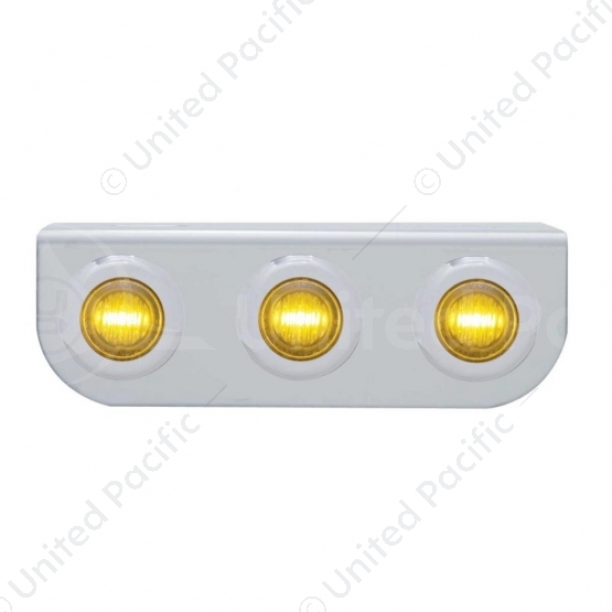 Stainless Light Bracket With 3X 3 LED 3/4" Mini Lights - Amber LED/Amber Lens