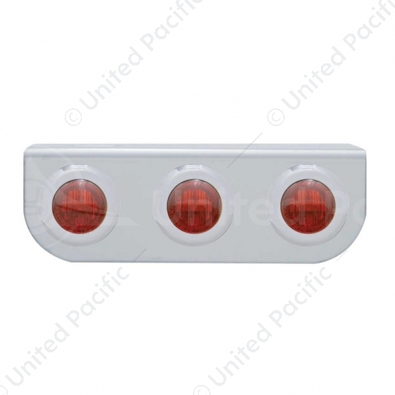 Stainless Light Bracket With 3X 3 LED 3/4" Mini Lights - Red LED/Red Lens