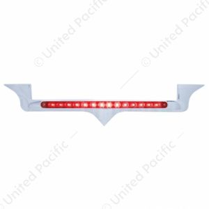 Chrome Hood Emblem Trim With 14 LED Light Bar For Kenworth - Red LED/Red Lens