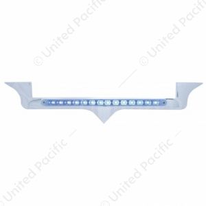 Chrome Hood Emblem Trim With 14 LED Light Bar For Kenworth - Blue LED/Clear Lens