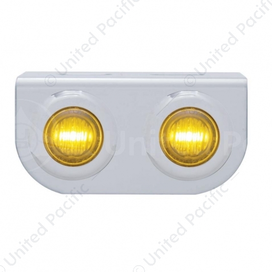 Stainless Light Bracket With 2X 3 LED 3/4" Mini Lights - Amber LED/Amber Lens