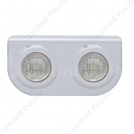 Stainless Light Bracket With 2X 3 LED 3/4" Mini Lights - Red LED/Clear Lens