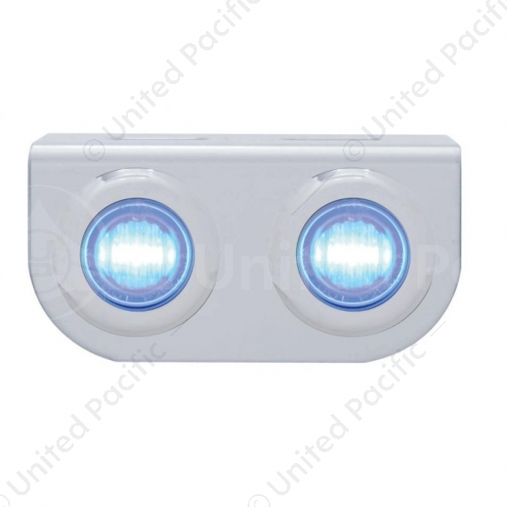 Stainless Light Bracket With 2X 3 LED 3/4" Mini Lights - Blue LED/Clear Lens