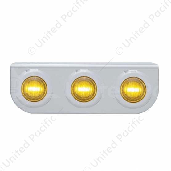 Stainless Light Bracket With 3X 3 LED 3/4" Mini Lights - Amber LED/Amber Lens
