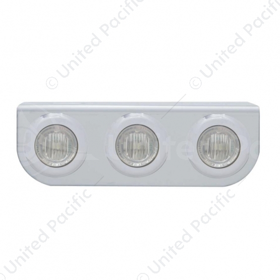 Stainless Light Bracket With 3X 3 LED 3/4" Mini Lights - Red LED/Clear Lens