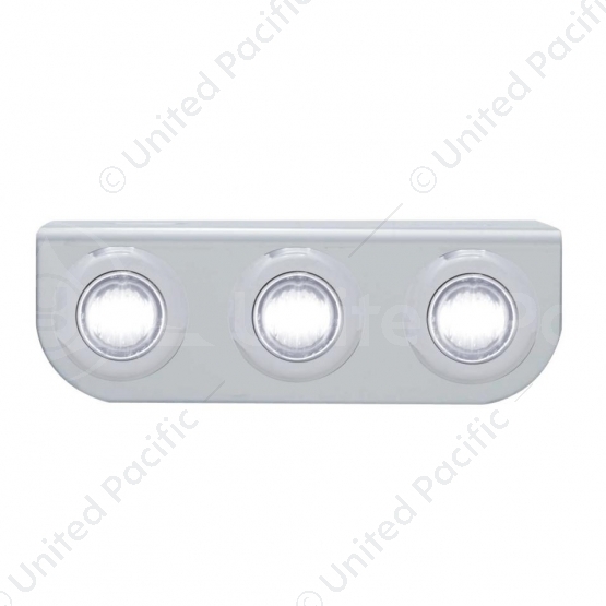 Stainless Light Bracket With 3X 3 LED 3/4" Mini Lights - White LED/Clear Lens