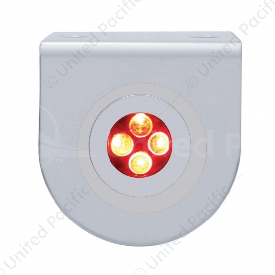 Stainless Light Bracket With 4 LED Fastener Light - Red LED/Clear Lens