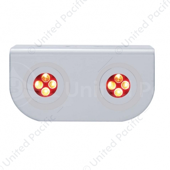 Stainless Light Bracket With 2X 4 LED Fastener Lights - Red LED/Clear Lens