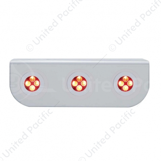 Stainless Light Bracket With Three 4 LED Fastener Lights - Red LED/Clear Lens