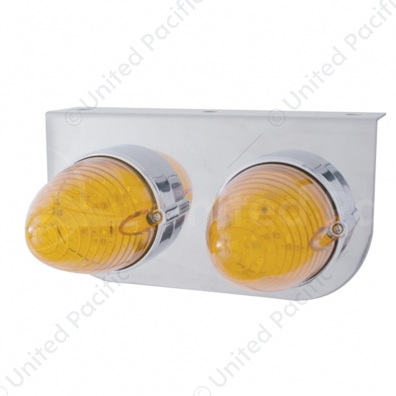 Stainless Light Bracket With 2X 19 LED Beehive Lights - Amber LED/Amber Lens