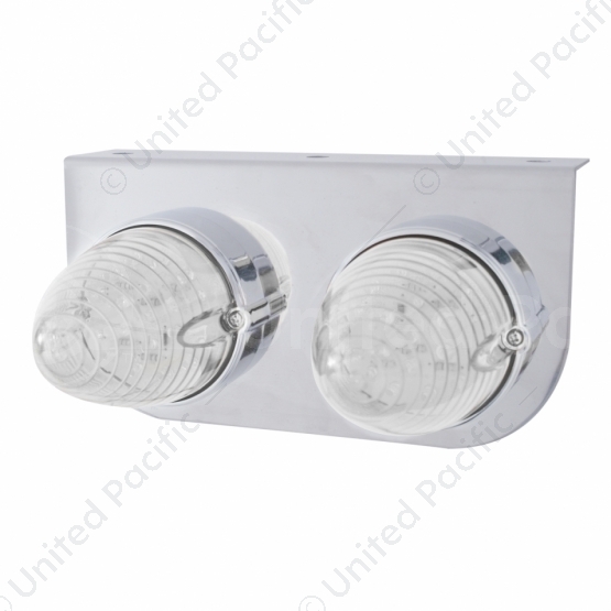 Stainless Light Bracket With 2X 19 LED Beehive Lights - Amber LED/Clear Lens