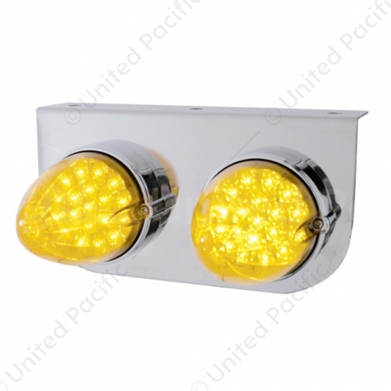 Stainless Light Bracket With 2X 19 LED Reflector Lights - Amber LED/Amber Lens