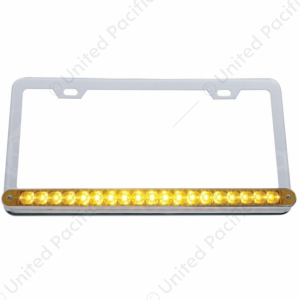 License Plate Frame With 19 LED 12" Reflector Light Bar - Chrome